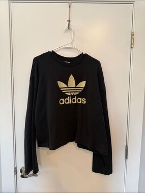adidas Black Sweatshirt with Gold Trefoil